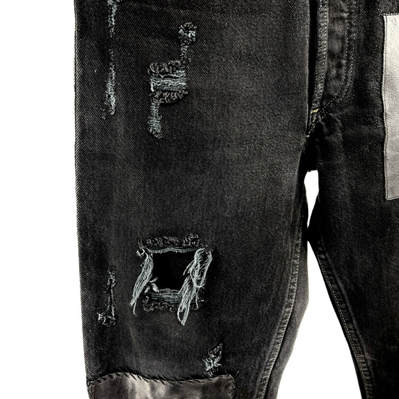 Reformation x Levis Redone Women Jeans 30in Waist 501 Black Distressed Grunge - Picture 6 of 16